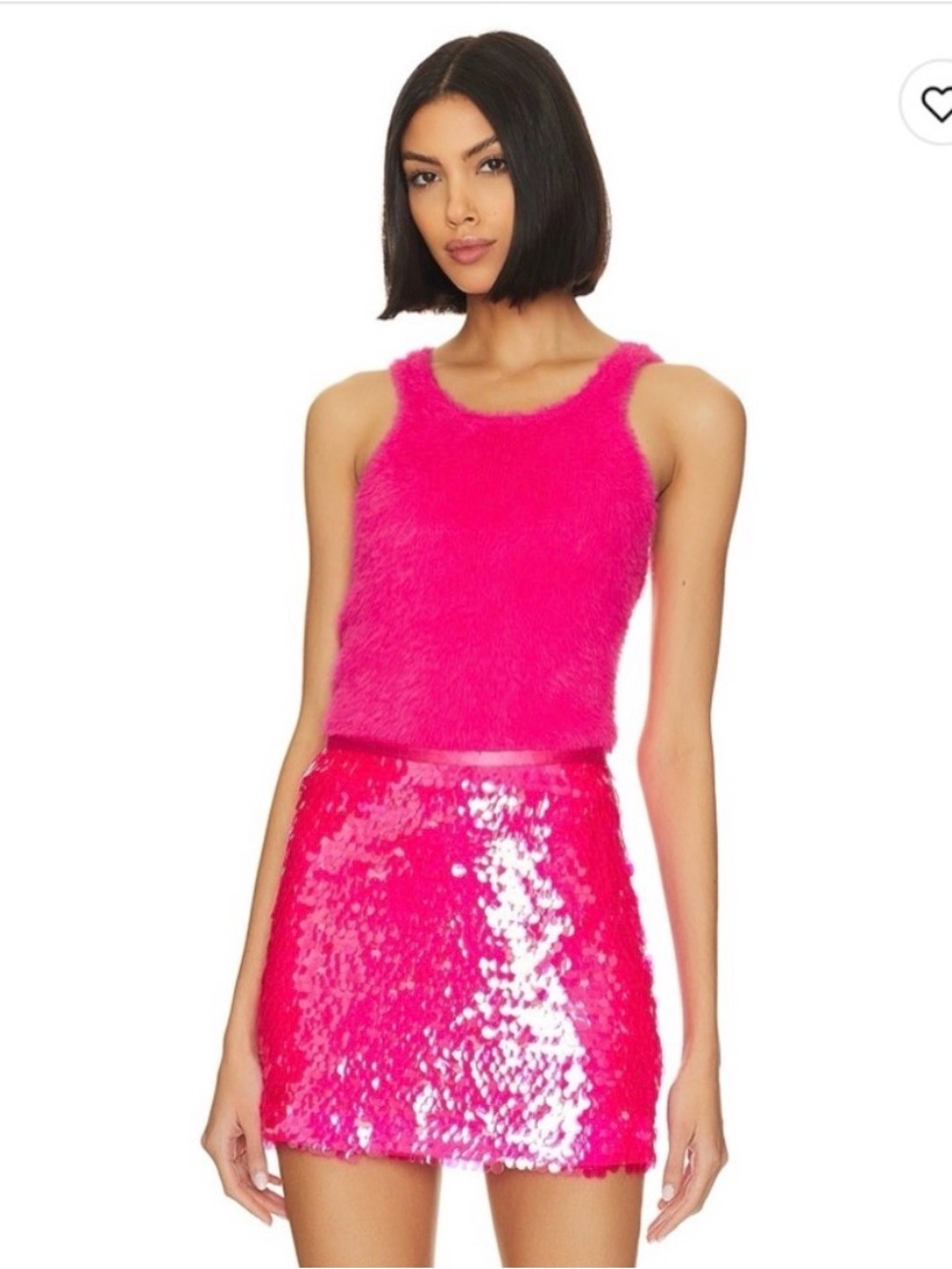 Bright Pink Mini Skirt - Women's Sequin Party Skirt